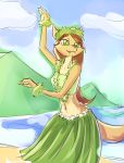  beach clothing cute_fangs dancing hula_skirt kanashiipanda olivia_hart sea seaside sketch water 