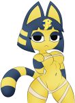  animal_crossing ankha_(animal_crossing) anthro big_breasts breasts cat cute egyptian feline female frown fur mammal navel nintendo under_boob video_games zinzoa 