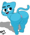  anthro anus bent_over big_butt blackwhiplash butt cartoon_network cat feline girly gumball_watterson male mammal nude presenting presenting_hindquarters simple_background solo the_amazing_world_of_gumball thick_thighs white_background wide_hips young 