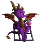  2018 alpha_channel claws dragon feral horn membranous_wings purple_eyes saywynn scalie simple_background sitting smile solo spines spyro spyro_the_dragon transparent_background video_games western_dragon wings 