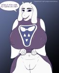  anthro big_breasts breasts caprine clothed clothing enroshiva female flashing goat gradient_background huge_breasts hyper hyper_breasts inverted_nipples looking_at_viewer mammal nipples pussy simple_background slightly_chubby solo toriel undertale upskirt video_games voluptuous 