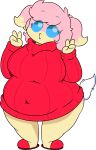  alpha_channel audino belly big_belly big_breasts breasts butt clothed clothing dewy-eyedboy female hair nintendo overweight pok&eacute;mon pok&eacute;mon_(species) simple_background solo sweater transparent_background video_games 