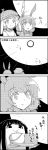  animal_ears blouse bunny_ears comic commentary_request dress ear_clip eyebrows_visible_through_hair greyscale hat highres holding holding_plate houraisan_kaguya long_hair monochrome plate ringo_(touhou) seiran_(touhou) smile tani_takeshi teapot tearing_up touhou translation_request very_long_hair yukkuri_shiteitte_ne 