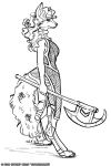  2018 anthro axe breasts canine celina_asara clothed clothing digitigrade female fur hair long_hair mammal melee_weapon side_view solo the_cyantian_chronicles tiffany_ross weapon wolf 