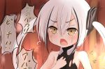  bangs bare_shoulders black_dress blush brown_eyes collarbone commentary_request crying crying_with_eyes_open destroyer_(girls_frontline) dress eyebrows_visible_through_hair flying_sweatdrops girls_frontline hair_between_eyes hair_ornament hand_up highres long_hair neko_miyabi_(artist) open_mouth sidelocks silver_hair sleeveless sleeveless_dress solo tears torn_clothes torn_dress translation_request trembling twintails 