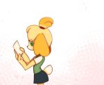  &lt;3 &lt;3_eyes animal_crossing animated anthro bell blonde_hair blush breasts butt canine clothing dialogue dog english_text eto_ya female green_eyes hair isabelle_(animal_crossing) jingle_bell letter mammal nintendo open_mouth paper shirt short_hair simple_background skirt small_breasts smile solo standing teeth text text_focus tongue topknot vest video_games white_background 