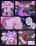  2018 aged_up book clitoris clothing comic cutie_mark dialogue digital_media_(artwork) english_text equine eyes_closed eyewear fearingfun feathered_wings feathers female flurry_heart_(mlp) freckles friendship_is_magic glasses grin hi_res horn mammal my_little_pony open_mouth panties pussy pussy_juice scalie smile solo text underwear winged_unicorn wings 