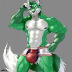  anthro boxers_(clothing) bulge canine clothing danandnite fox looking_at_viewer male mammal muscular muscular_male pecs pubes smile solo standing underwear 