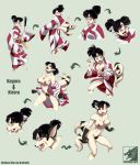  2016 anthro barefoot big_breasts black_hair breasts chest_tuft claws clenched_teeth clothing ear_piercing fangs feline female grey_background hair human human_to_anthro inuyasha japanese_clothing kagura_(inuyasha) kimono kirara locofuria mammal nekomata nipples nude open_mouth piercing pubes red_sclera sequence simple_background solo standing surprise teeth transformation tuft 