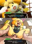  &lt;3 2018 animal_crossing anthro blush canine clothing digital_media_(artwork) dog duo english_text erection female fur hair human interspecies isabelle_(animal_crossing) male male/female mammal mosbles nintendo open_mouth penetration penis pussy sex shih_tzu sweat text vaginal vaginal_penetration video_games yellow_fur 