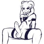  2018 anthro asriel_dreemurr balls black_and_white boss_monster crackers erection horn looking_at_viewer male monochrome nude open_mouth penis sitting solo spread_legs spreading undertale video_games 