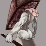  2013 humanoid konami male manmosu_marimo monstrous_humanoid muscular muscular_male not_furry pyramid_head silent_hill simple_background solo video_games weapon 