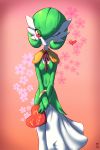  1girl artist_name box bracelet breasts closed_mouth creatures_(company) english_text eyebrows_visible_through_hair eyes_visible_through_hair female flower game_freak gardevoir gen_3_pokemon green_hair green_skin hair_between_eyes hands_together happy heart-shaped_box highres holding jewelry junjie-oyan looking_at_viewer mega_stone navel neck_ribbon nintendo no_humans one_eye_closed orange_capelet pink_flower pokemon pokemon_(creature) red_background red_eyes red_flower red_neckwear red_ribbon ribbon short_hair signature small_breasts smile solo standing two-tone_skin v_arms valentine white_skin wink 