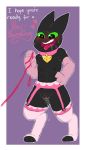  &lt;3 &lt;3_eyes ahegao andromorph anthro black_body black_fur blush bodily_fluids cartoon_network clothing collar crossgender digitigrade domestic_cat dominatrix felid feline felis fur garter_belt garter_straps genital_fluids green_eyes hi_res intersex leash legwear lingerie looking_pleasured mammal mao_mao:_heroes_of_pure_heart multi_nipple nipples pawbeanshq pecs pussy pussy_juice sheriff_mao_mao_mao solo stockings sweat tongue 