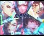  3boys animated black-framed_eyewear black_hair brown_eyes brown_hair casino_(overwatch) character_name collar commentary d.mon_(overwatch) d.va_(overwatch) english_commentary epilepsy_warning face glasses headphones headset huge_filesize king_(overwatch) long_hair medium_hair multiple_boys multiple_girls overlord_(overwatch) overwatch pilot_suit portrait scanlines short_hair silver_hair television_screen the_cecile visardist whisker_markings 