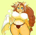  1girl blue_eyes brown_hair character_request fullbokko_heroes furry gut_(orange=rythm) long_hair solo twintails 