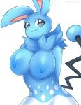  2018 anthro anthrofied azumarill big_breasts breasts female lagomorph mammal napdust nintendo nude pok&eacute;mon pok&eacute;mon_(species) smile solo spots video_games 