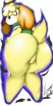  2018 absurd_res animal_crossing anthro anus big_butt butt canine clothing digital_media_(artwork) dog female hi_res isabelle_(animal_crossing) mammal nintendo parody pussy shih_tzu solo super_smash_bros torn_clothing video_games wardrobe_malfunction 