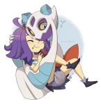  &lt;3 acerola_(pok&eacute;mon) blush child clothing diaper eating eyes_closed feces female food froslass hair hug human lying mammal merunyaa nintendo open_mouth pok&eacute;mon pok&eacute;mon_(species) poke_puff pooping purple_hair scat simple_background skirt soiling soiling_diaper stink_lines video_games white_background young 