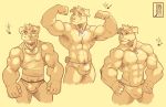  abs alceo biceps big_muscles bone_necklace bulge canine chest_tuft clothing docked_tail dog eyebrows eyes_closed flexing floppy_ears frown ginkko jewelry light_source looking_at_viewer male mammal model_sheet monochrome multiple_poses muscular muscular_male necklace nipples pinup pose rottweiler sepia shiny shirt simple_background smile solo tank_top thong tuft underwear 