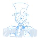  big_penis blue_and_white hat humanoid male monochrome not_furry penis sad sitting sketch solo sweetdandy teardrop tired 