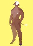  balls bangs bovine brown_fur cattle fur male mammal nipples penectomy scar simple_background standing 