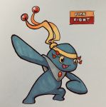  2018 ambiguous_gender armor biped english_text eyelashes featureless_crotch featureless_feet featureless_hands fire firefightdex flaming_eyelashes front_view full-length_portrait gem gorget hatching_(technique) headband hi_res humanoid legendary_pok&eacute;mon manaphy marker_(artwork) mfanjul mixed_media mostly_nude nintendo no_sclera not_furry open_mouth open_smile pen_(artwork) pink_tongue pok&eacute;mon pok&eacute;mon_(species) portrait raised_arm ruby_(gem) shadow simple_background smile solo spread_legs spreading standing text tongue toony traditional_media_(artwork) video_games white_background wide_stance yellow_eyes 