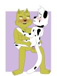  2013 2018 anthro artist badgerben balls blush canine cat dalmatian digital_media_(artwork) ding dog erection feline fur invalid_tag knot male male/male mammal nude penis sex simple_background smile thick_thighs white_background young 