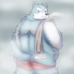  2016 anthro belly blush butt canine clothing male mammal overweight overweight_male park_kr solo towel underwear 