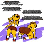  big_butt booty_shorts butt carbuncle dialogue fur norithics twerking yellow_fur 