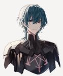 armor blue_eyes byleth cape fire_emblem fire_emblem:_fuukasetsugetsu gloves green_hair looking_at_viewer male_focus short_hair simple_background solo srb7606 white_background 