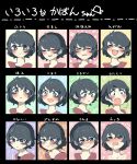  :d :o ^_^ absurdres black_eyes black_hair blush closed_eyes commentary_request drooling expression_chart expressions hair_between_eyes highres initsukkii kaban_(kemono_friends) kemono_friends laughing multiple_views open_mouth pout red_shirt shirt short_hair smile translation_request upper_body wavy_hair wavy_mouth 