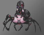  1girl amputee cyborg dated female glowing glowing_eyes groin highres insect_girl mask monster_girl muhut navel original prosthesis solo spider_girl spread_legs 