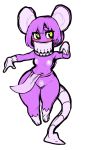 2018 3_toes areola bangs big_areola big_ears blush clothing dancing eyelashes feet female green_eyes hair loincloth modeseven navel nezumini nipples pubes purple_hair purple_skin simple_background solo spade_tail thick_thighs toes veil white_background wide_hips 