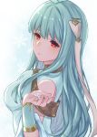  bare_shoulders blue_hair blush cape dress fire_emblem fire_emblem:_rekka_no_ken fire_emblem_heroes hair_ornament highres hoshido1214 long_hair looking_at_viewer mamkute ninian red_eyes simple_background solo 