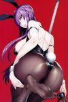  absurdres animal_ears ass back bare_shoulders black_legwear black_leotard blue_eyes breasts bunny_ears bunny_tail bunnysuit busujima_saeko deep_skin fake_animal_ears feet fei_(maidoll) from_behind high_heels highres highschool_of_the_dead holding holding_shoes large_breasts leg_up leotard lips lipstick long_hair looking_back makeup no_shoes pantyhose parted_lips pole purple_hair red_background scan shiny shiny_clothes shiny_hair shoes shoes_removed shoulder_blades sidelocks soles solo stripper_pole tail toes wrist_cuffs 