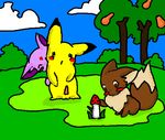  eevee espeon pikachu pokemon simplepale 