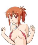  animated animated_gif areola_slip areolae bouncing_breasts breasts brown_eyes brown_hair dog_tags futaba_channel happy hinemosu_notari jumping kudoi large_breasts looking_at_viewer navel nijiura_maids nipples open_mouth ponytail sidelocks simple_background slingshot_swimsuit solo swimsuit upper_body white_background 