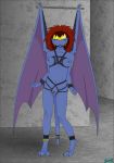  ball_gag bat_wings bdsm blue_nipples bondage bound breasts demona_(gargoyles) disney ear_piercing fab3716 fangs female gag gargoyle gargoyles hair humanoid membranous_wings navel nipples not_furry nude piercing pubes pussy red_hair solo wings 