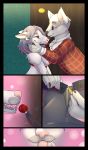  2018 anthro canine comic comic_page elvche female fluffy gag hair licking male mammal nipples purple_hair saliva sex_toy short_hair tongue tongue_out wolf 