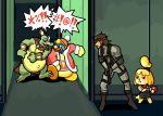  animal_crossing anthro arguing avian canine clothed clothing crocodilian dog donkey_kong_(series) female gun human isabelle_(animal_crossing) king_dedede king_k_rool kirby_(series) konami male mammal metal_gear mostly_nude nintendo ranged_weapon reptile roselph scalie shih_tzu solid_snake super_smash_bros video_games weapon 