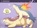  all_fours blush cum cum_inside doggystyle drooling egg female fire from_behind_position male male/female nintendo pok&eacute;mon pok&eacute;mon_(species) risenpaw saliva sex typhlosion video_games 