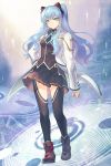  animal_ears ao_no_kiseki aqua_hair black_legwear boots breasts cat_ears eiyuu_densetsu expressionless full_body hand_on_hip isa_(peien516) jacket long_hair long_sleeves looking_at_viewer miniskirt pleated_skirt shirt skirt small_breasts solo standing thighhighs tio_plato turtleneck twintails vest yellow_eyes zero_no_kiseki 