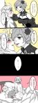  1girl 4koma ? abs after_sex afterglow akujiki_musume_conchita_(vocaloid) back banica_conchita bare_shoulders bed bed_sheet blush breasts check_translation chin_grab choker cleavage closed_eyes collarbone comic corset detached_sleeves dress embarrassed evillious_nendaiki flower greyscale hair_flower hair_ornament hand_on_another's_back hand_on_another's_chin hand_on_another's_neck heavy_breathing hetero highres imminent_kiss itoko_(i_t_k) kagamine_len large_breasts leaning_forward lips lipstick lying makeup meiko monochrome naked_sheet nervous on_stomach pillow pollo_(evillious_nendaiki) ruined_for_marriage short_hair short_ponytail shoulder_blades spoken_question_mark sweatdrop toned toned_male translation_request vocaloid wall_slam wavy_mouth 