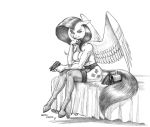  2018 anthro baron_engel bed breasts clothing cutie_mark equine feathered_wings feathers female fluttershy_(mlp) friendship_is_magic garter_belt garter_straps gun horse legwear lingerie looking_at_viewer mammal my_little_pony nipples nude on_bed pegasus pony ranged_weapon simple_background solo thigh_highs weapon wings 