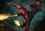  dragon drogon feradami feral fire flying game_of_thrones male red_eyes solo teeth wings 