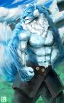  anthro canine clothed clothing male mammal muscular physen solo topless wolf 