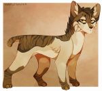  2015 ambiguous_gender black_nose cat digital_media_(artwork) feline feral fur mammal maplespyder solo standing striped_fur stripes 