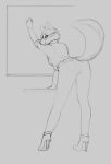  bent_over breasts butt_pose chalkboard clothed clothing eyewear female footwear fully_clothed furstang glasses high_heels jenny raised_tail shoes sketch 