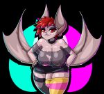  anthro bat big_breasts breasts cleavage clothed clothing dickgirl erection intersex legwear limebreaker looking_at_viewer mammal nahkii_(neayix) pasties penis red_eyes solo thick_thighs thigh_highs vein veiny_penis wings 